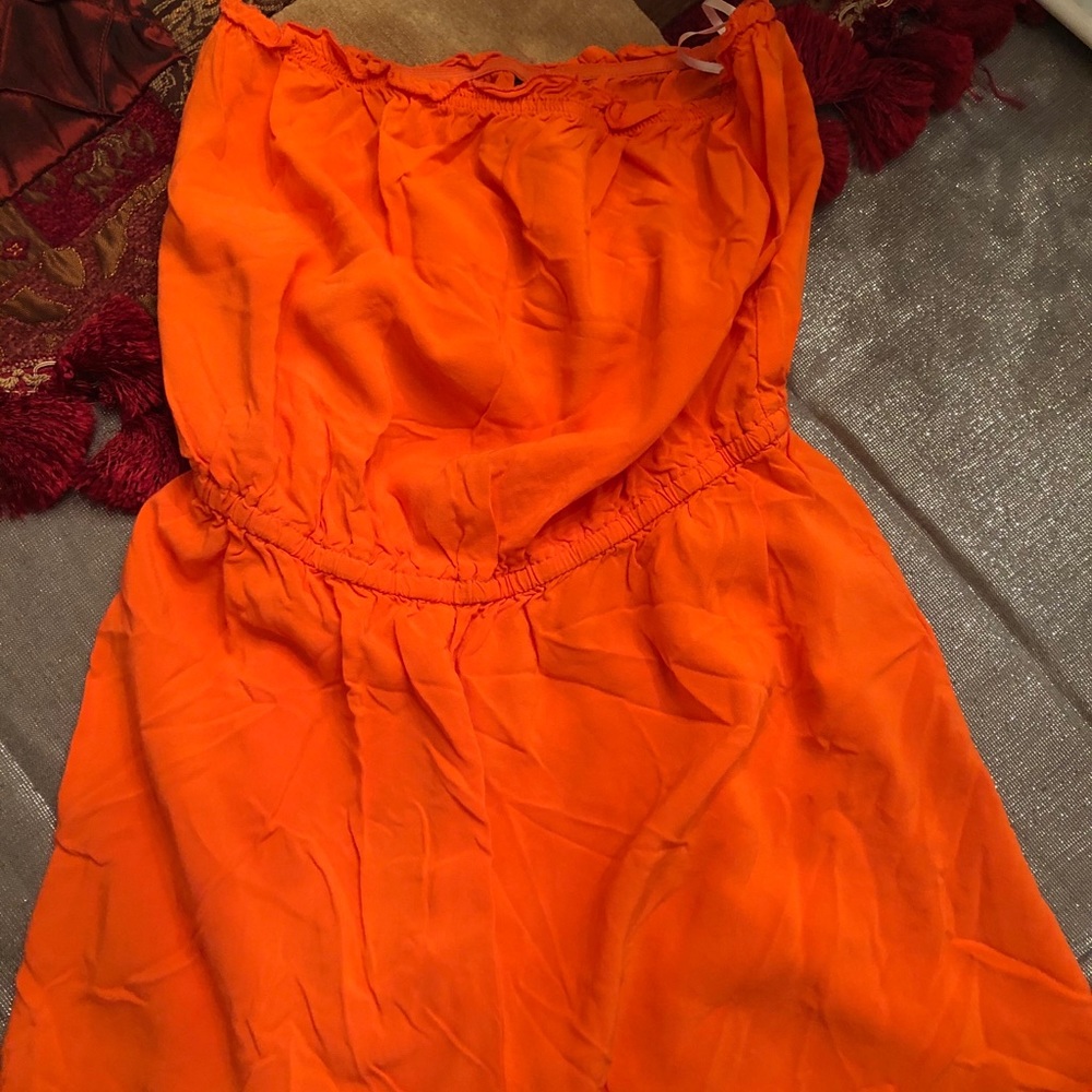 Strapless romper.